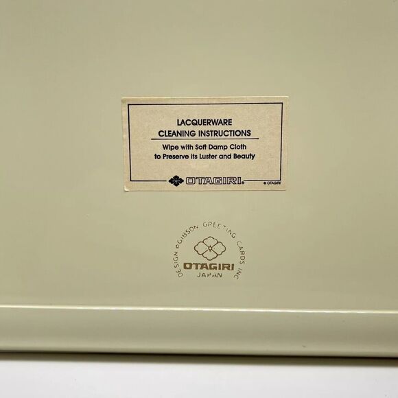 Vintage Otagiri Japan Lacquerware Tray Chickadees on Holly Christmas Bird 8.5x6” - Picture 9 of 12